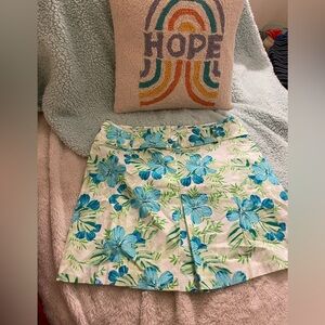 Vintage Hawaiian Hibiscus Pleated Skirt